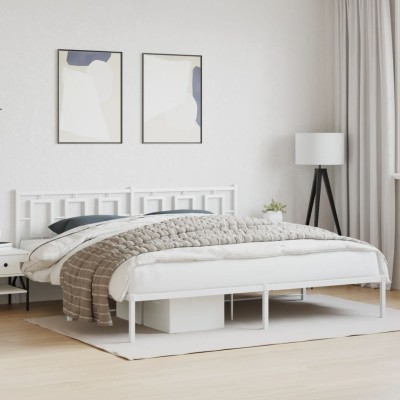 Estructura cama sin colchón con cabecero metal blanco 200x200cm