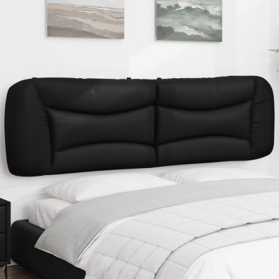 Cabecero de cama acolchado cuero sintético negro 183 cm