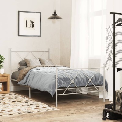 Estructura cama sin colchón con estribo metal blanco 90x190 cm