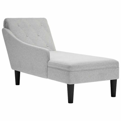 Tumbona con almohada y reposabrazo derecho tela gris nube