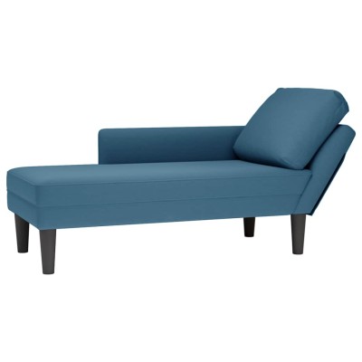 Tumbona con almohada y reposabrazo derecho terciopelo azul
