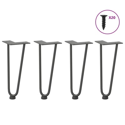 Patas de horquilla para mesa de centro (4 unidades, antracita, 30 cm, acero macizo)