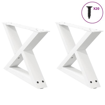 Patas para mesa de centro (2 unidades), color blanco, 50 x (30-31,3) cm, acero