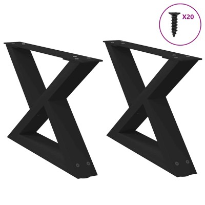 Patas para mesa de centro (2 unidades), color negro, 60 x (30-31,3) cm, acero