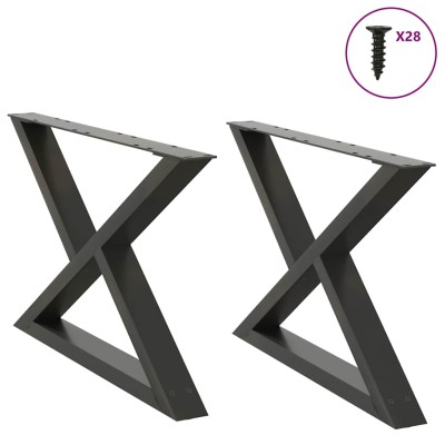 Patas para mesa de centro (2 unidades), antracita, 70 x (42-43,3) cm, acero