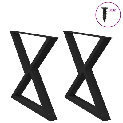 Patas para mesa de comedor (2 unidades), color negro, 90 x (72-73,3) cm, acero