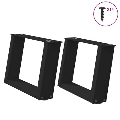 Patas para mesa de centro en forma de U (2 unidades), color negro, 50 x (30-31) cm, acero