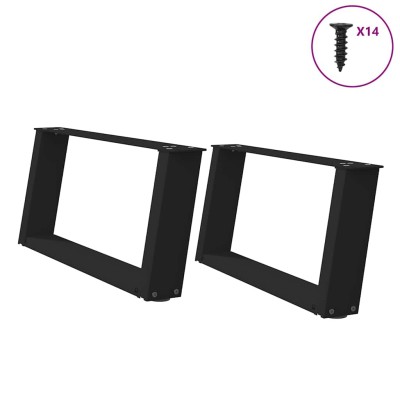 Patas para mesa de centro en forma de U (2 unidades), color negro, 60 x (30-31) cm, acero