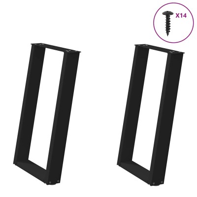 Patas para mesa de comedor en forma de U (2 unidades), color negro, 50 x (72-73) cm, acero