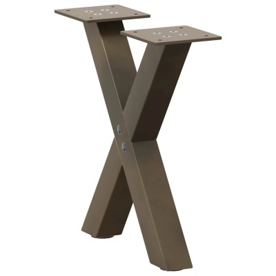 Patas para mesa de centro en forma de X (2 unidades, acero natural, 40 x 30-31 cm)