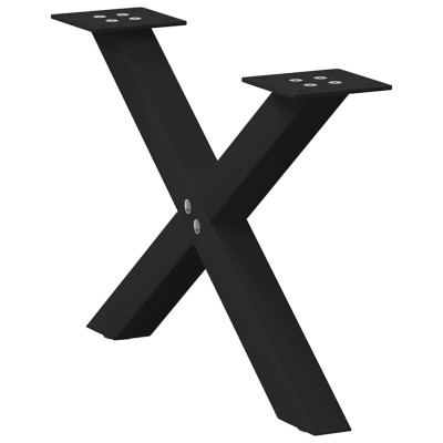 Patas para mesa de centro en forma de X (2 unidades), color negro, 50 x (30-31) cm, acero