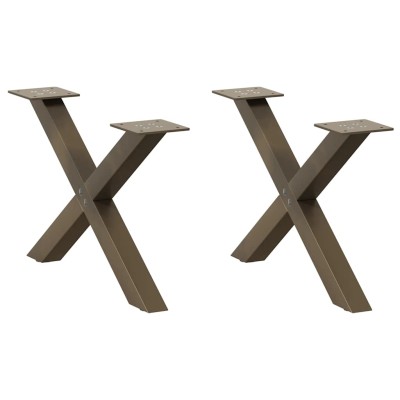 Patas para mesa de centro en forma de X (2 unidades), acero natural, 60 x (30-31) cm.