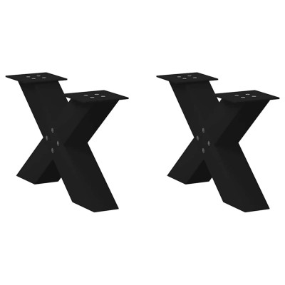 Patas para mesa de centro en forma de X (2 unidades), color negro, 60 x (30-31) cm, acero