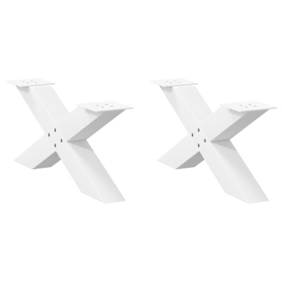 Patas para mesa de centro en forma de X (2 unidades), color blanco, 70 x (30-31) cm, acero