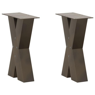 Patas para mesa de centro en forma de X (2 unidades, acero natural, 28 x 42-43 cm)