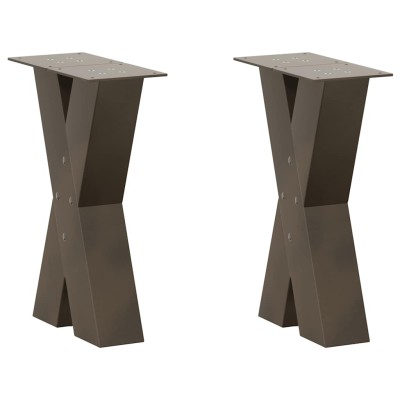 Patas para mesa de centro en forma de X (2 unidades), acero natural, 38 x (42-43) cm.
