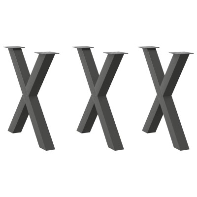 Patas para mesa de comedor en forma de X (3 unidades), antracita, 80 x (72-73) cm, acero