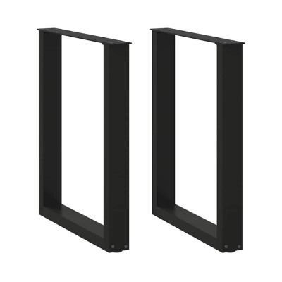 Patas para mesa de comedor en forma de U (2 unidades), color negro, 70 x (72-73) cm, acero