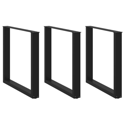 Patas para mesa de comedor en forma de U (3 unidades), color negro, 80 x (72-73) cm, acero