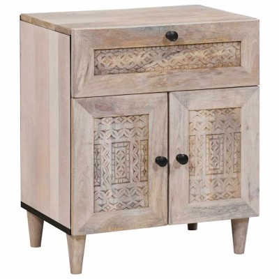 Mesa de Noche Beige 50 x 33 x 60 cm madera maciza de mango