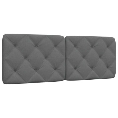 Cabecero de cama acolchado tela gris oscuro 120 cm
