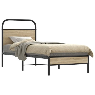 Estructura cama sin colchón 80x200 cm madera roble ahumado