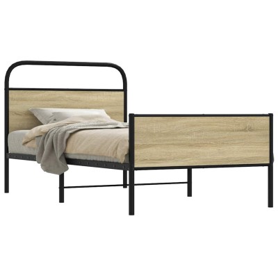 Estructura de cama sin colchón 100x190 cm madera roble Sonoma