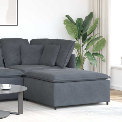 Sofá modular con reposapiés, módulo gris oscuro, 100x100x48 cm