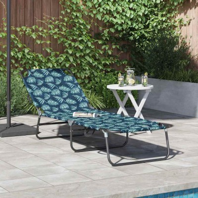 Tumbona plegable con cojín 1-persona Verde 56 x 189 x 87cm tela