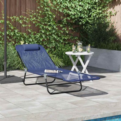 Tumbona plegable Azul Marino 182 x 55 x 85.5cm Textileno