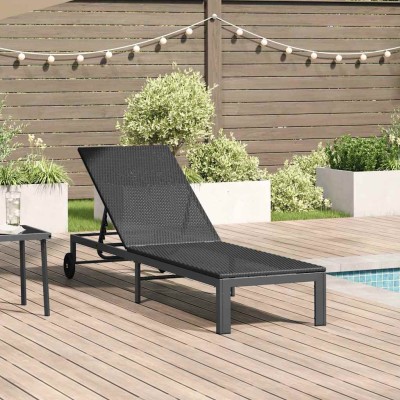 Tumbona 1-persona Negro 60 x 200 x 27cm ratán sintético