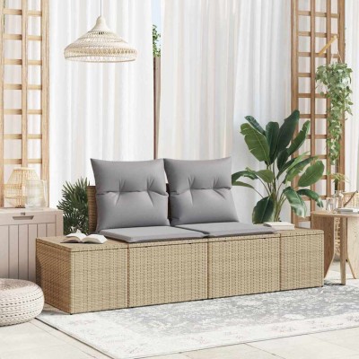 Sofá de jardín con cojín Beige 123 x 62 x 69cm ratán sintético