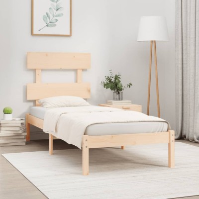 Estructura de cama madera maciza 90x190 cm