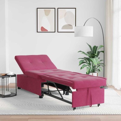 Sofá Cama Rojo vino tinto 67 x 194 x 38 cm Terciopelo