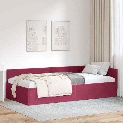 Estructura de cama en esquina Otro Rojo vino tinto 80 x 200 cm