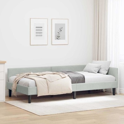 Estructura de Cama Esquinera Manual Gris claro 80 x 200 cm