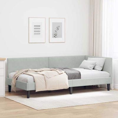 Estructura de cama en esquina Otro Gris claro 90 x 190 cm