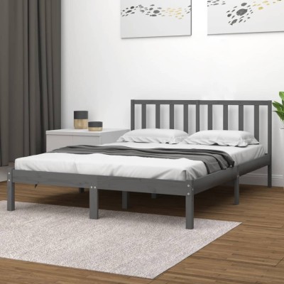 Estructura de cama sin colchón madera de pino gris 200x200 cm