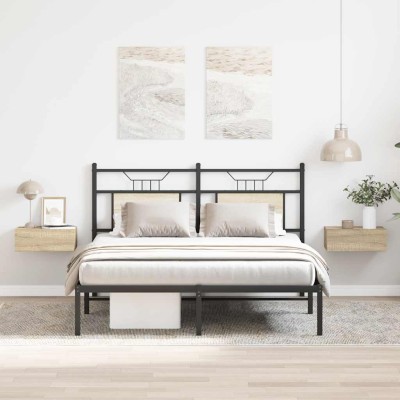 Mesitas de noche flotantes 2 uds contrachapada roble 40x30x15cm