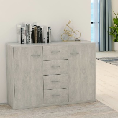Aparador de madera contrachapada gris hormigón 88x30x65 cm