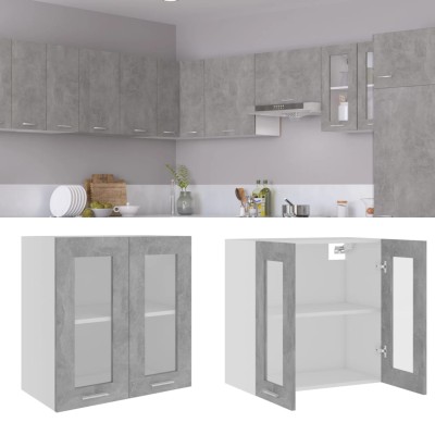 Vitrina colgante "Lyon" de, gris hormigón, 60x31x60 cm, madera de ingeniería