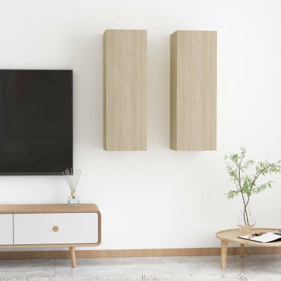 Muebles de TV 2 uds madera contrachapada roble 30,5x30x90 cm