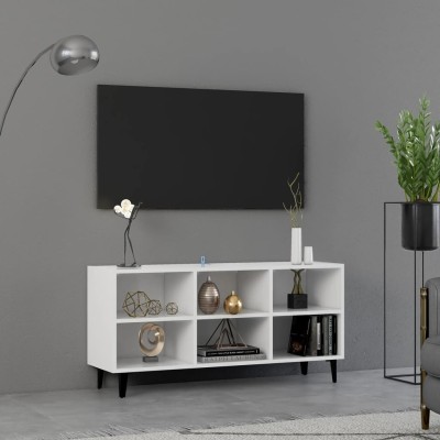 Mueble de TV con patas de metal blanco 103,5x30x50 cm