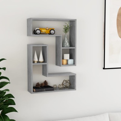 Estantes de pared 2 uds contrachapado gris hormigón 50x15x50 cm